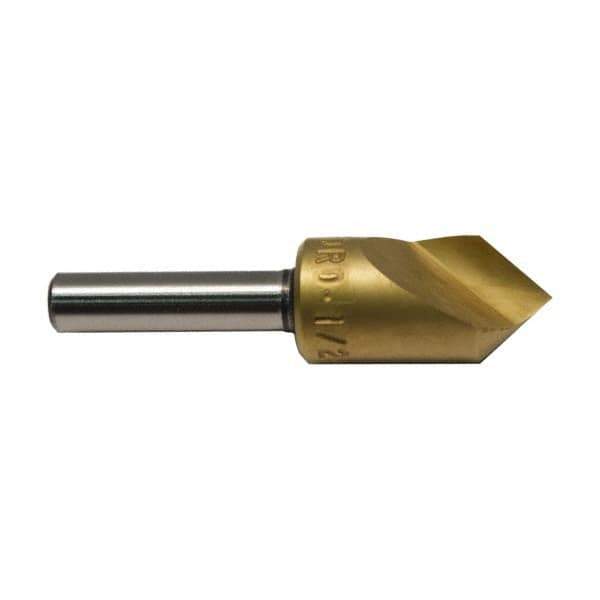 M.A. Ford - 1" Head Diam, 1/2" Shank Diam, 1 Flute 120° High Speed Steel Countersink - TiN Finish, 2-3/4" OAL - Best Tool & Supply