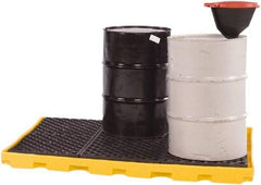 UltraTech - 66 Gal Sump, 9,000 Lb Capacity, 6 Drum, Polyethylene Spill Deck or Pallet - 75" Long x 50" Wide x 5" High, Low Profile, 2 x 3 Drum Configuration - Best Tool & Supply