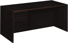 Hon - High Pressure Laminate Left Pedestal Desk - 66" Wide x 30" Deep x 29-1/2" High, Mahogany - Best Tool & Supply