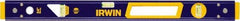 Irwin - 24" Long 3 Vial Box Beam Level - Aluminum, Blue/Yellow, 1 Level & 2 Plumb Vials - Best Tool & Supply