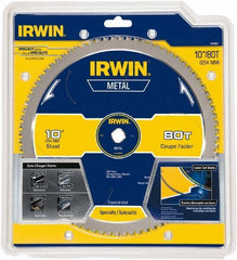 Irwin Blades - 10" Diam, 5/8" Arbor Hole Diam, 80 Tooth Wet & Dry Cut Saw Blade - Carbide-Tipped, Smooth Action, Standard Round Arbor - Best Tool & Supply