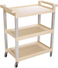 Rubbermaid - 100 Lb Capacity, 16" Wide x 31-1/2" Long x 36" High Standard Utility Cart - 3 Shelf, Plastic, Swivel Casters - Best Tool & Supply