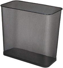 Rubbermaid - 7-1/2 Gal Black Rectangle Decorative Waste Receptacle With Top - Steel, 14" High x 16" Wide - Best Tool & Supply