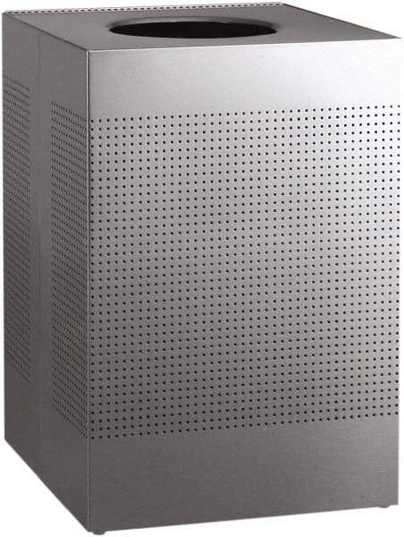 Rubbermaid - 40 Gal Silver Square Decorative Waste Receptacle With Top - Stainless Steel, 794mm High x 552.45mm Long x 552.45mm Wide - Best Tool & Supply