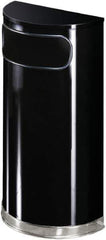 Rubbermaid - 9 Gal Black Half-Round Decorative Waste Receptacle With Top - Steel, 813mm High x 457.2mm Wide - Best Tool & Supply