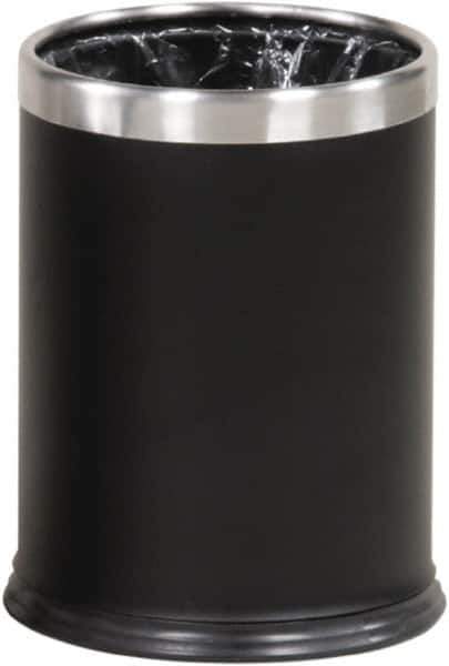 Rubbermaid - 3-1/2 Gal Black Round Decorative Waste Receptacle With Top - Steel, 318mm High - Best Tool & Supply