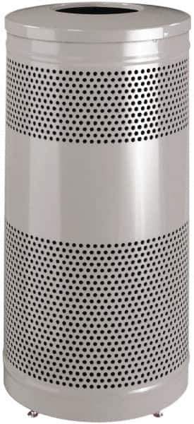 Rubbermaid - 25 Gal Silver Round Decorative Waste Receptacle With Top - Steel, 902mm High - Best Tool & Supply