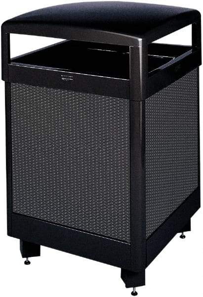 Rubbermaid - 48 Gal Black Square Decorative Waste Receptacle With Top - Steel, 40" High x 660.4mm Long x 26" Wide - Best Tool & Supply