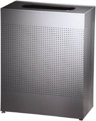 Rubbermaid - 22-1/2 Gal Silver Rectangle Decorative Waste Receptacle With Top - Steel, 30" High x 24" Long x 24" Wide - Best Tool & Supply