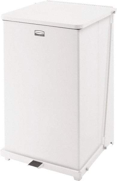 Rubbermaid - 40 Gal Square Unlabeled Trash Can - 30" High x 19" Long x 19" Wide, White, Steel - Best Tool & Supply