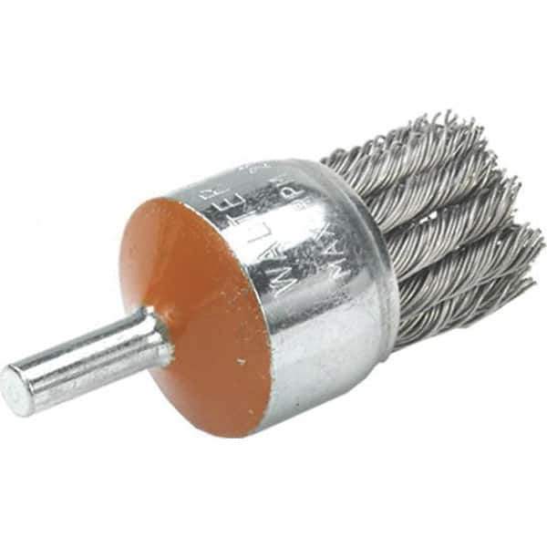 WALTER Surface Technologies - 1-1/8" Brush Diam, Knotted, End Brush - 1/4" Diam Shank, 20,000 Max RPM - Best Tool & Supply