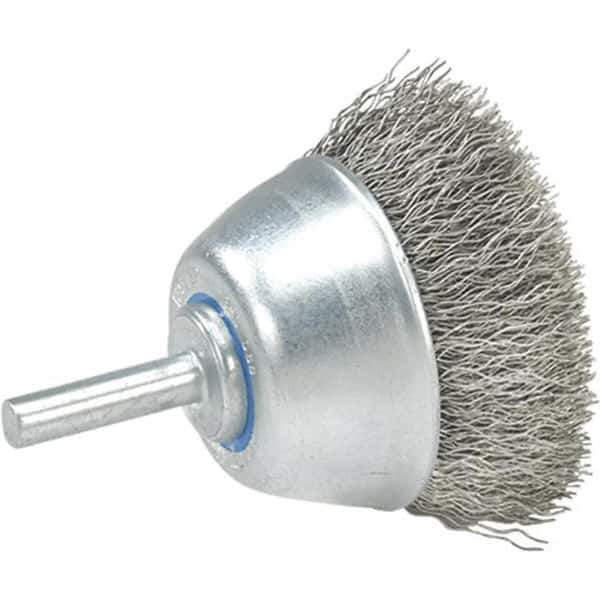 WALTER Surface Technologies - 1-1/2" Diam, 1/4" Shank Diam, Stainless Steel Fill Cup Brush - 0.0118 Wire Diam, 13,000 Max RPM - Best Tool & Supply