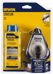 Irwin - 100' Long Reel & Chalk Set - Blue, Includes (1) 4 oz Standard Blue Chalk (3.5:1) & (1) SPEEDLINE Pro Chalk Reel - Best Tool & Supply