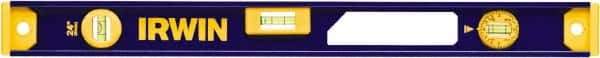 Irwin - 24" Long 3 Vial I-Beam Level - Aluminum, Blue/Yellow, 1 Plumb & 2 Level Vials - Best Tool & Supply