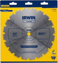 Irwin Blades - 10" Diam, 5/8" Arbor Hole Diam, 80 Tooth Wet & Dry Cut Saw Blade - High Carbon Steel, Smooth Action, Standard Round Arbor - Best Tool & Supply