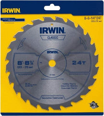 Irwin Blades - 8-1/4" Diam, 5/8" Arbor Hole Diam, 24 Tooth Wet & Dry Cut Saw Blade - Carbide-Tipped, Smooth Action, Diamond Arbor - Best Tool & Supply