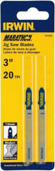 Irwin Blades - 3" Long x 0.039" Thick x 0.295" Wide, 20 Teeth per Inch, Bi-Metal Jig Saw Blade - Toothed Edge, T-Shank, Mill Tooth Set - Best Tool & Supply