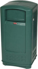 Rubbermaid - 35 Gal Green Rectangle Decorative Waste Receptacle With Top - 1,044mm High x 543.56mm Long x 515.62mm Wide - Best Tool & Supply