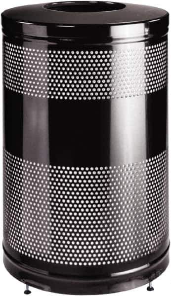 Rubbermaid - 51 Gal Black Round Decorative Waste Receptacle With Top - Steel, 902mm High - Best Tool & Supply