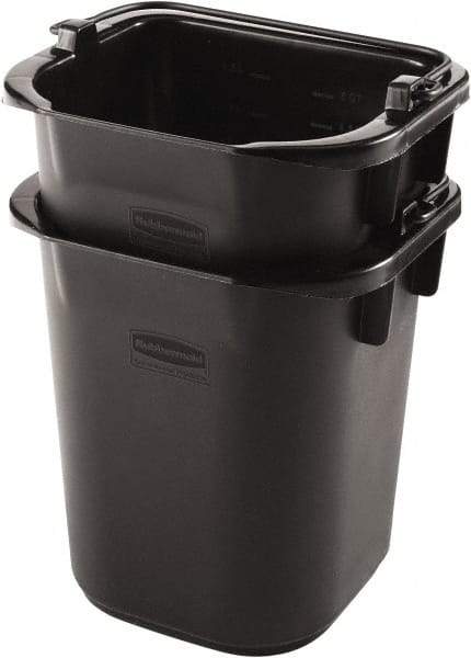 Rubbermaid - 5 Qt, 215.9mm High, Plastic Rectangular Black Single Pail - Handle Included, 190.5mm Top Length x 234.95mm Top Width - Best Tool & Supply