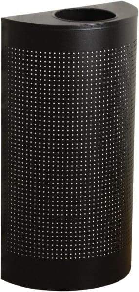 Rubbermaid - 12 Gal Black Half-Round Decorative Waste Receptacle With Top - Steel, 32" High x 18" Wide - Best Tool & Supply