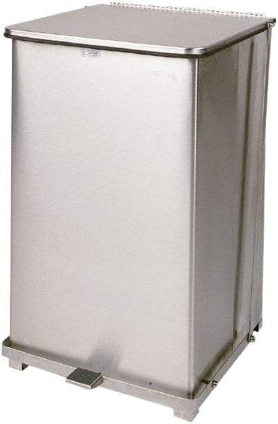 Rubbermaid - 40 Gal Square Unlabeled Trash Can - 30" High x 19" Long x 19" Wide, Stainless Steel, Steel - Best Tool & Supply