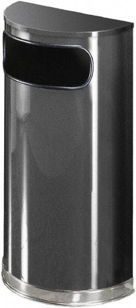 Rubbermaid - 9 Gal Gray Half-Round Decorative Waste Receptacle With Top - Steel, 813mm High x 457.2mm Wide - Best Tool & Supply