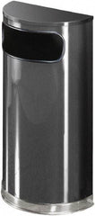 Rubbermaid - 9 Gal Gray Half-Round Decorative Waste Receptacle With Top - Steel, 813mm High x 457.2mm Wide - Best Tool & Supply