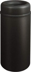 Rubbermaid - 15 Gal Black Round Decorative Waste Receptacle With Top - Steel, 30" High - Best Tool & Supply