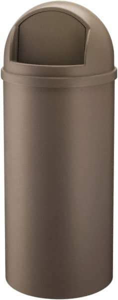 Rubbermaid - 15 Gal Brown Round Decorative Waste Receptacle With Top - 927mm High - Best Tool & Supply