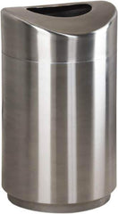 Rubbermaid - 30 Gal Silver Round Decorative Waste Receptacle With Top - Metal, 851mm High - Best Tool & Supply