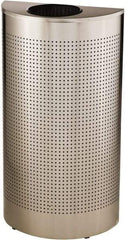 Rubbermaid - 12 Gal Silver Half-Round Decorative Waste Receptacle With Top - Stainless Steel, 32" High x 18" Wide - Best Tool & Supply