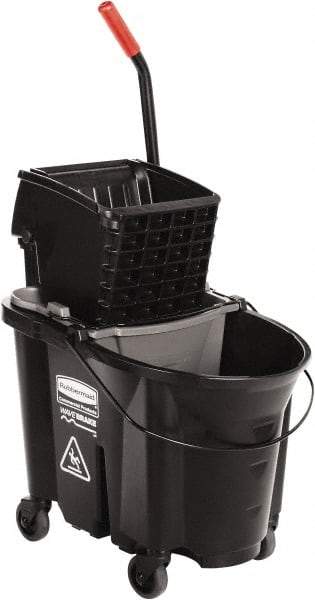 Rubbermaid - 35 Qt Plastic Steel Bucket & Wringer - 510.54mm Long x 927.1mm High x 398.78mm Wide, Black - Best Tool & Supply