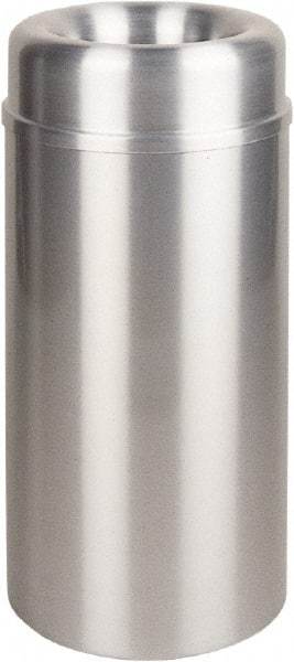 Rubbermaid - 15 Gal Aluminum Round Decorative Waste Receptacle With Top - Steel, 30" High - Best Tool & Supply