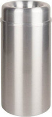 Rubbermaid - 15 Gal Aluminum Round Decorative Waste Receptacle With Top - Steel, 30" High - Best Tool & Supply