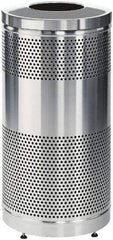 Rubbermaid - 25 Gal Silver Round Decorative Waste Receptacle With Top - Stainless Steel, 902mm High - Best Tool & Supply