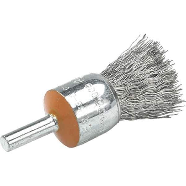 WALTER Surface Technologies - 1/2" Brush Diam, Crimped, End Brush - 1/4" Diam Shank, 25,000 Max RPM - Best Tool & Supply