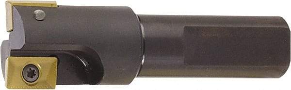 Kyocera - 7/16" Cut Diam, 0.37" Max Depth of Cut, 1/2" Shank Diam, 2.78" OAL, Indexable Square Shoulder End Mill - XPMT 0902 Inserts, Flatted Shank, 90° Lead Angle - Best Tool & Supply