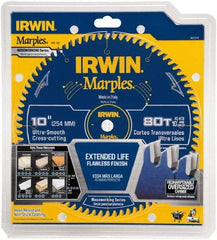 Irwin Blades - 10" Diam, 5/8" Arbor Hole Diam, 80 Tooth Wet & Dry Cut Saw Blade - Carbide-Tipped, Finishing Action, Standard Round Arbor - Best Tool & Supply