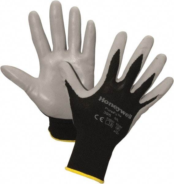 Honeywell - Size S Nitrile Coated Nylon General Protection Work Gloves - For General Purpose, Palm Coated, Knit Wrist Cuff, Full Fingered, Black/Gray, Paired - Best Tool & Supply