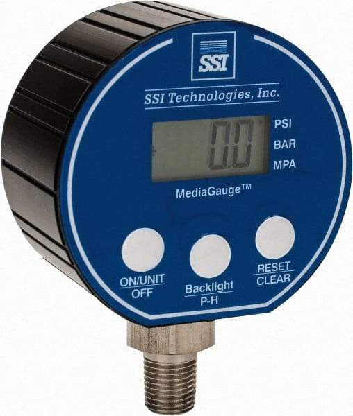 SSI Technologies - 3" Dial, 1/4 Thread, 0-50 Scale Range, Pressure Gauge - Lower Connection Mount, Accurate to 0.0025% of Scale - Best Tool & Supply