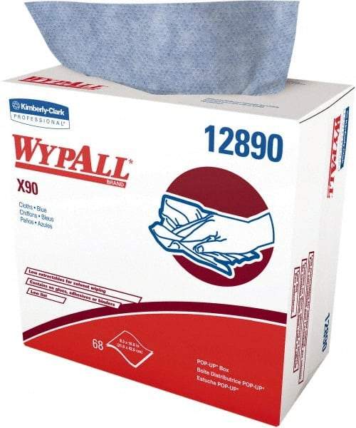 WypAll - X90 Dry Shop Towel/Industrial Wipes - Pop-Up, 16-3/4" x 8-1/4" Sheet Size, Blue - Best Tool & Supply