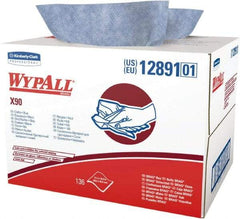 WypAll - X90 Dry Shop Towel/Industrial Wipes - Brag Box/Double Top Box, 16-3/4" x 11" Sheet Size, Blue - Best Tool & Supply