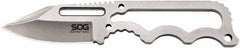 SOG Specialty Knives - 1-29/32" Long Blade, 5Cr15MoV Stainless Steel, Fine Edge, Fixed Blade Knife - 4.8" OAL, Stainless Steel Handle, Includes Hard Molded Nylon Sheath - Best Tool & Supply