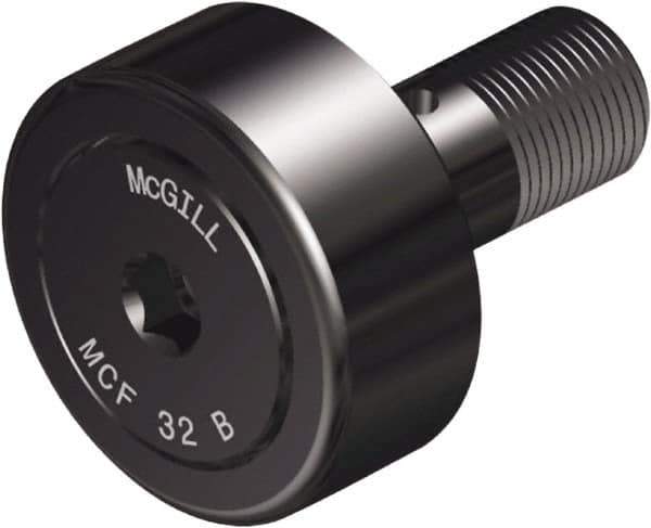 McGill - 30mm Roller Diam x 14mm Width, 12mm Stud Diam x 25mm Length, Crowned Sealed Stud Cam Follower with Hex - Steel, 14mm Thread Length, M12x1.5 Thread, 40mm OAL, 2,491 Lb Dynamic Cap, 3,440 Lb Static Cap - Best Tool & Supply