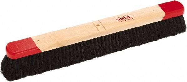 Harper Brush - 24" Medium Duty Tampico Push Broom - 3" Bristle Length, Wood Block, Bolt-On Handle Connection, Handle Sold Separately - Best Tool & Supply