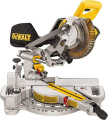 DeWALT - 4 Amp, 20 Volt, 3,750 RPM, 48° Left Single Bevel Sliding Miter Saw - 5/8" Arbor, 7-1/4" Blade Diam, Includes Battery Charger & Battery - Best Tool & Supply