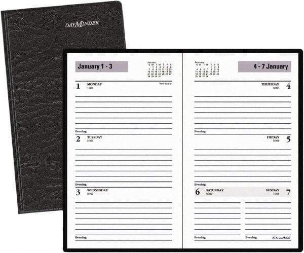 DayMinder - 52 Sheet, 3-1/2 x 6-3/16", Weekly Planner - Black - Best Tool & Supply