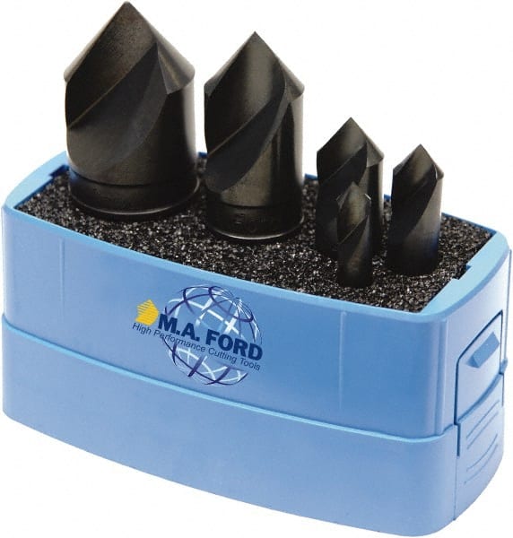 M.A. Ford - 5 Piece, 1/4 to 1" Head Diam, 100° Included Angle, Single End Countersink Set - Best Tool & Supply