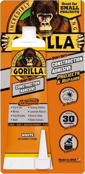 Gorilla Glue - White, Tube Silyl Terminated Polyether Construction Adhesive - -40 to 200°F Service Temperature, Indoor & Outdoor - Best Tool & Supply